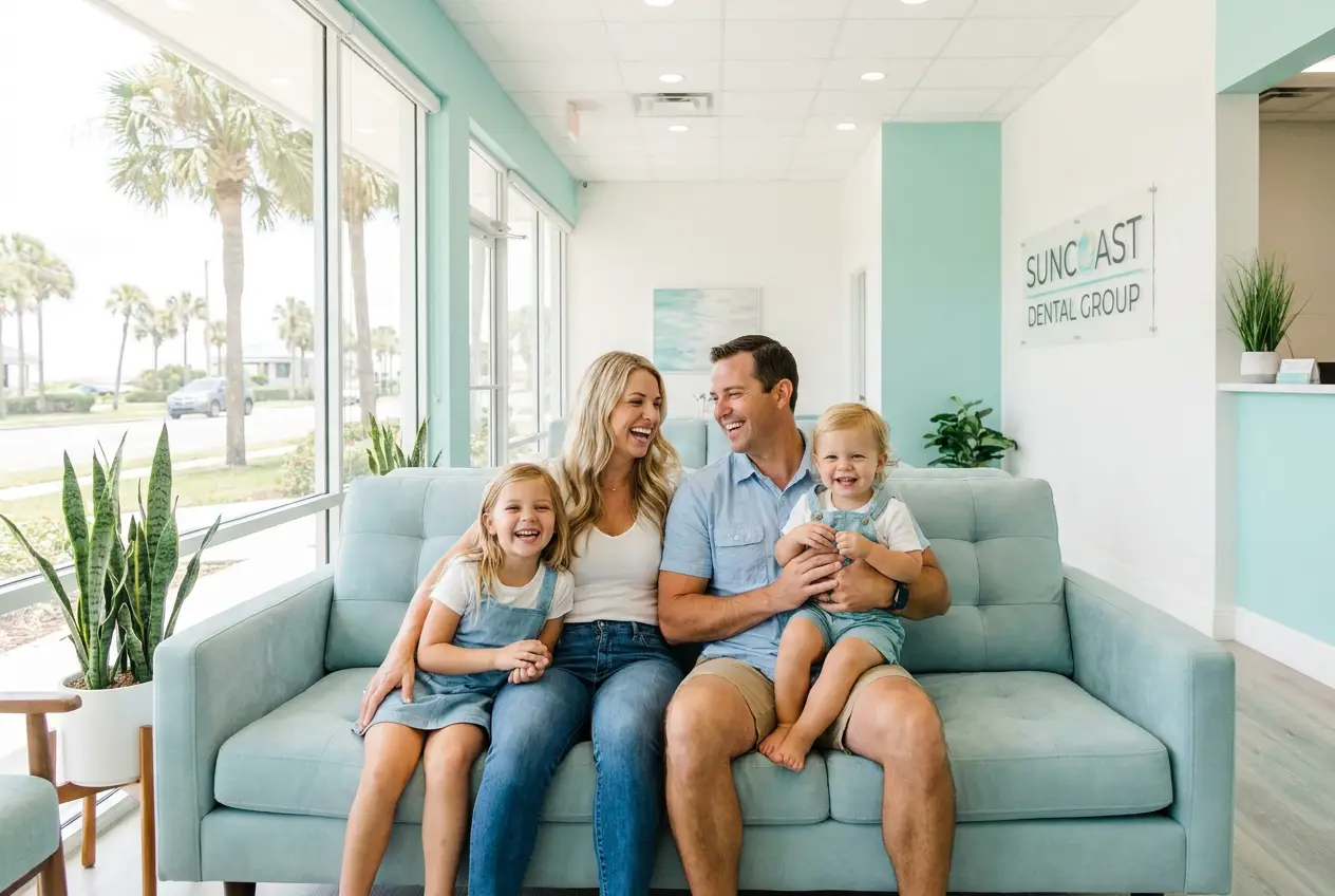 Happy family at the dental office