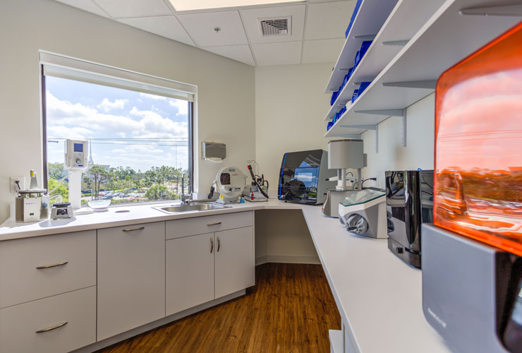 On-site dental lab at SMILE Dental where restorations are crafted