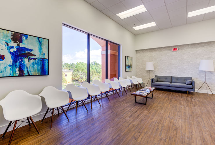 Welcoming patient waiting room at SMILE Dental